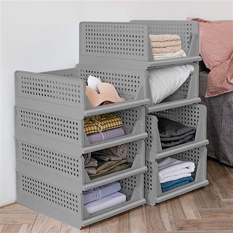 stackable folding storage boxes